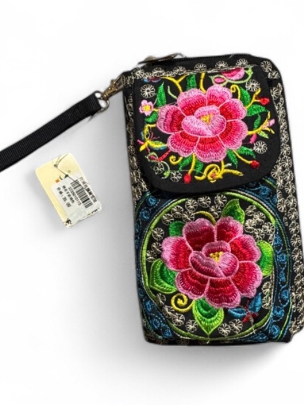 Embroidered Floral Wristlet Wallet Phone Bag NWT